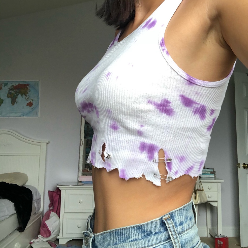 Purple tie dye edgy wifebeater tank